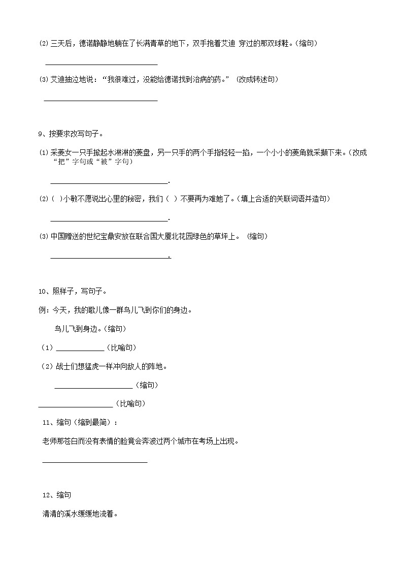 25小升初句法缩写句子（11页） 试卷03