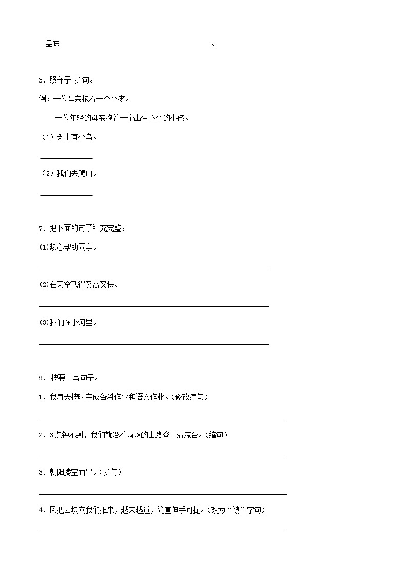 22小升初句法扩写句子（11页） 试卷02