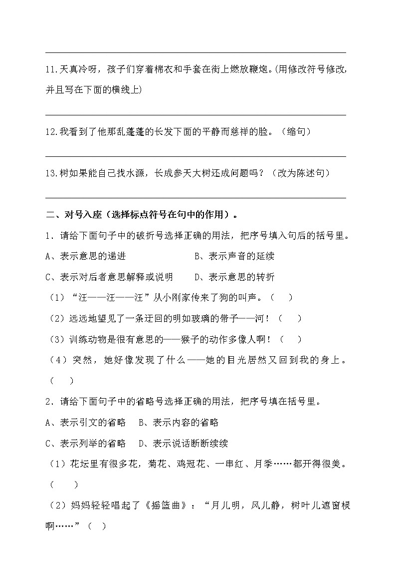 2021学年小升初语文句子过关检测密卷-人教统编版（含答案）-（二）第2页