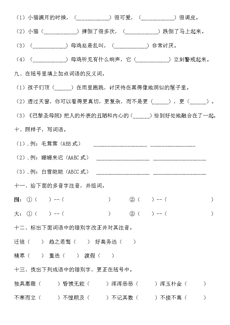 统编版小升初语文字词专项复习卷含答案 (4)03