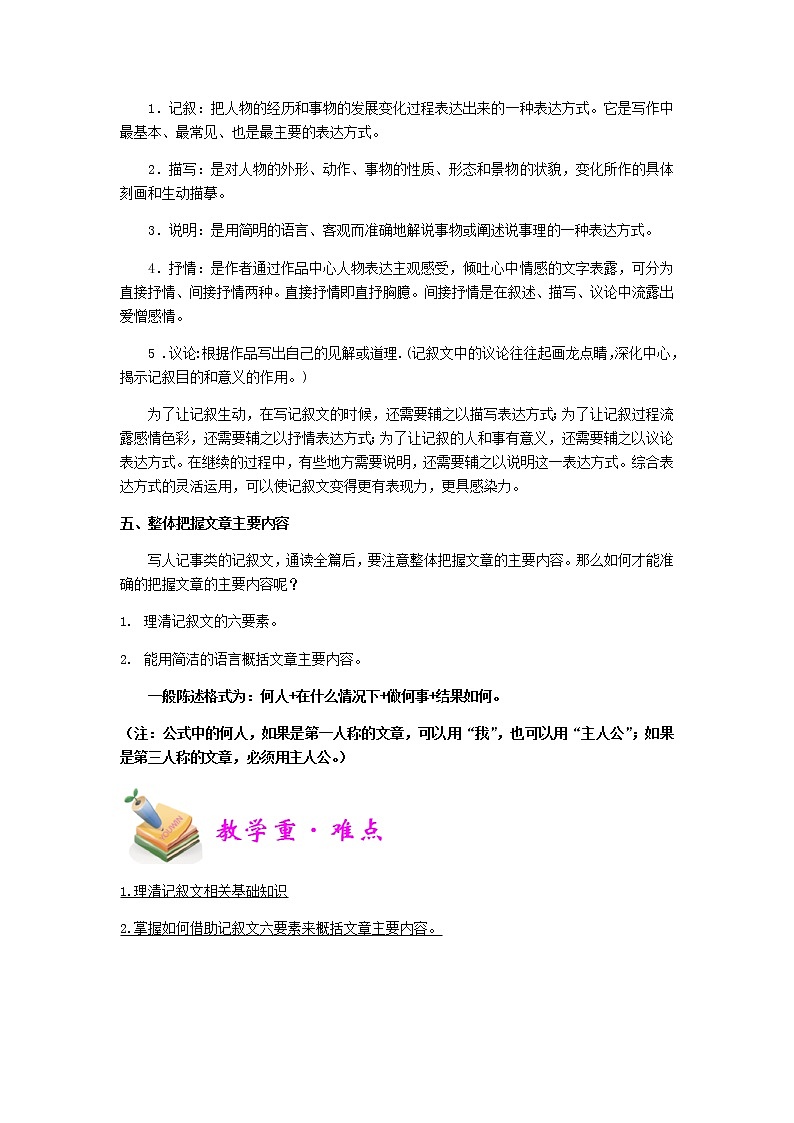 小六语文第13讲：概括文章内容（教师版） 教案02