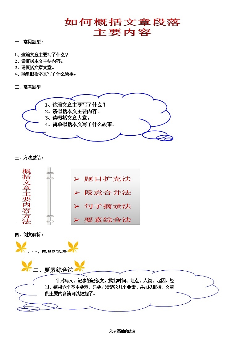 如何概括文章段落  讲解第1页