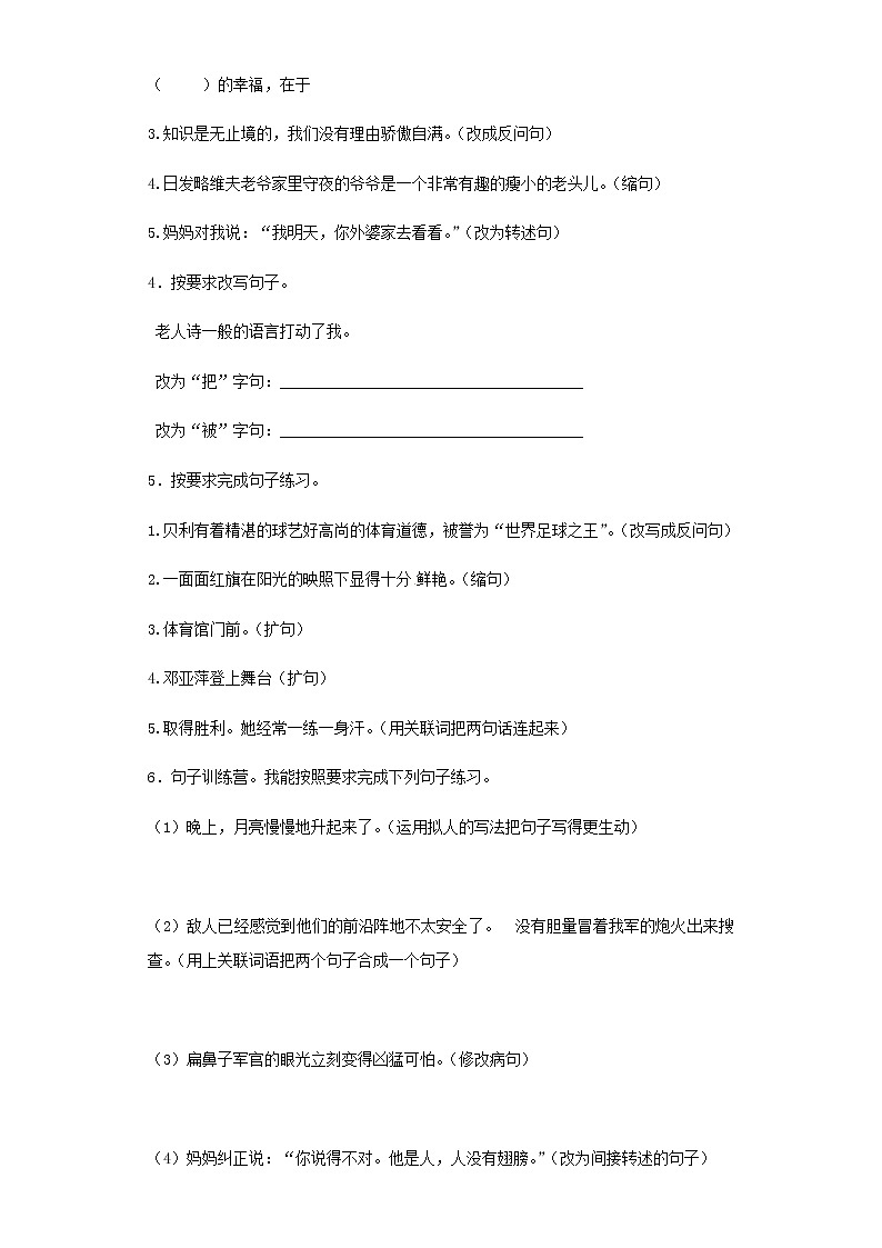 【精品】小升初语文知识专项训练（基础知识二）-6.句式转换（27页）02