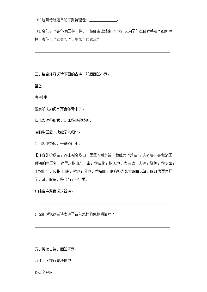 【精品】小升初语文知识专项训练-6诗词的阅读（29页）03
