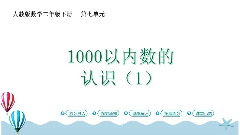 人教版数学二年级下册：7.1《1000以内数的认识（1）》PPT课件01