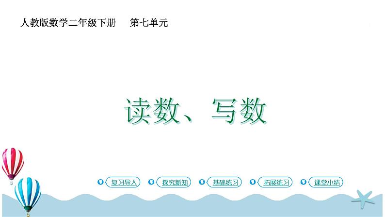 人教版数学二年级下册：7.5《读数、写数》PPT课件01