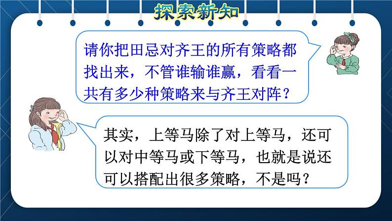 人教版四年级数学上册  8数学广角—优化  第3课时    田忌赛马问题授课课件第7页