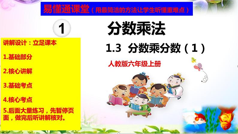 人教版六年级上册数学1.3分数乘分数（1）讲解视频+课本习题讲解+考点+PPT课件【易懂通课堂】01