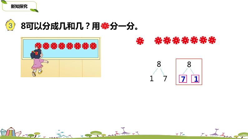 4.苏教版数学一年级上册 7.4《8的分与合》PPT课件第4页