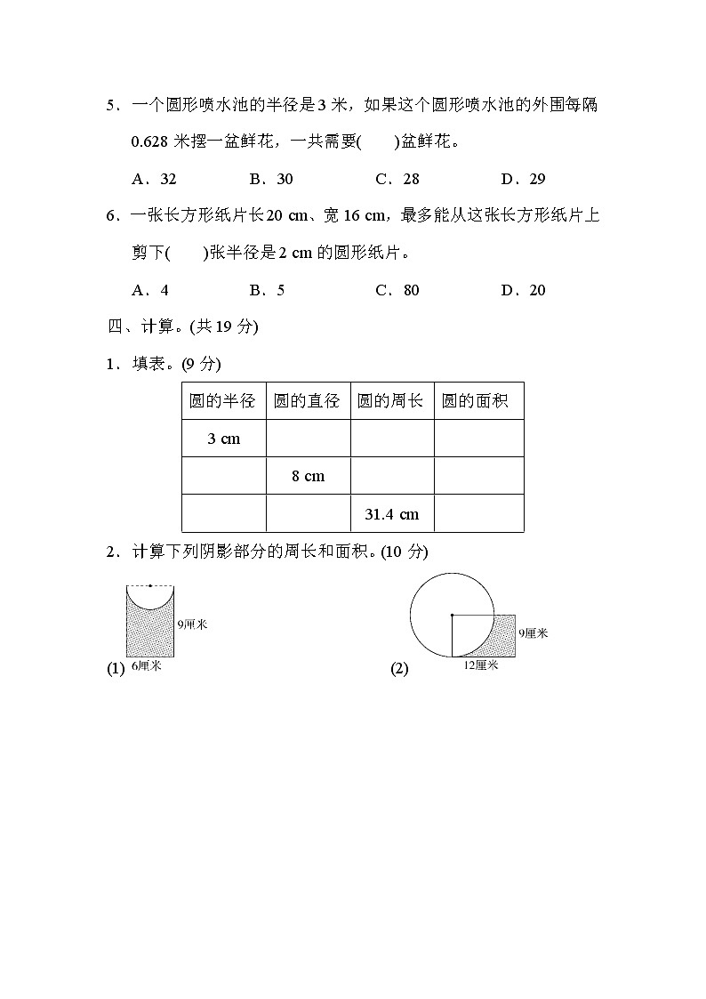 青岛版六年级上册数学 第五单元过关检测卷03