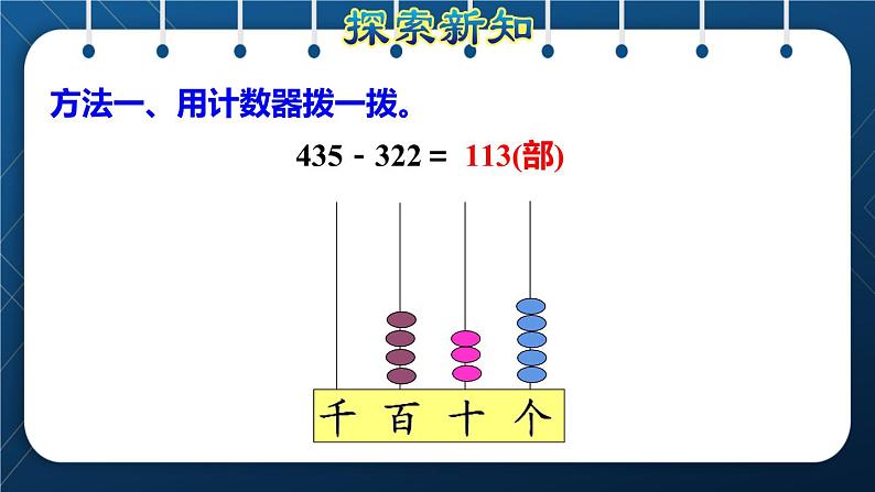 人教版三年级数学上册  4 万以内的加法和减法（二） 第3课时    三位数减三位数( 不退位和连续退位)（授课课件）第5页