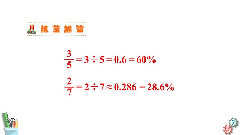 六年级数学上册课件 6.3 百分数与小数、分数的互化（2）苏教版07