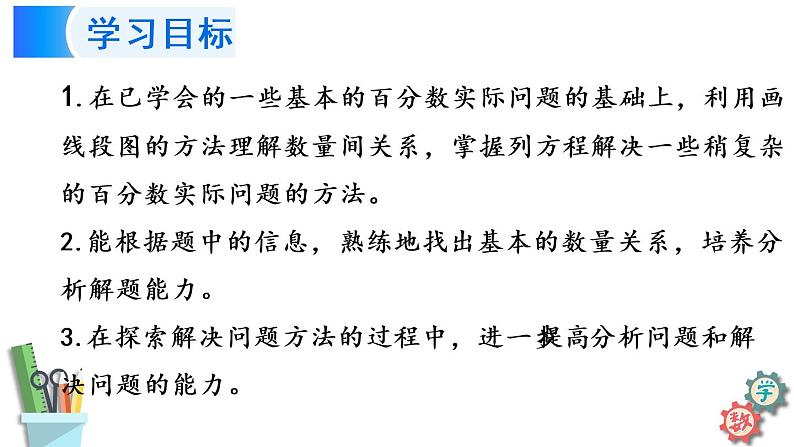 六年级数学上册课件 6.10 列方程解决较复杂的百分数实际问题（1）苏教版02