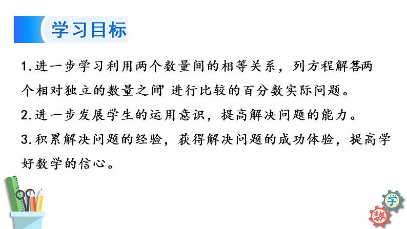 六年级数学上册课件 6.11 列方程解决较复杂的百分数实际问题（2）苏教版02