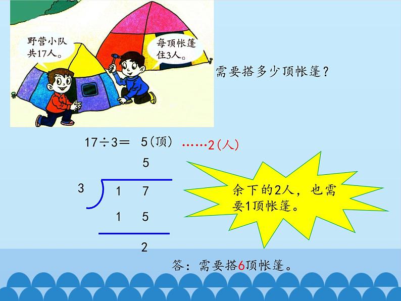 二年级上册数学 野营——有余数的除法-竖式计算_课件1 青岛版（五四制）第7页