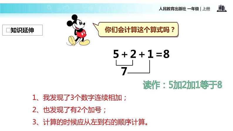 人教版一年级数学上册《连加连减》6-10的认识和加减法PPT课件 (4)第7页