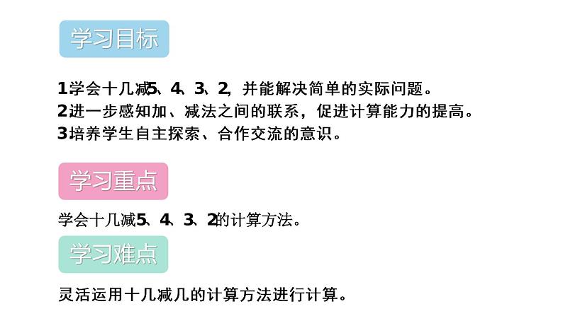 人教版一年级数学下册《十几减5、4、3、2》20以内的退位减法PPT课件 (2)02