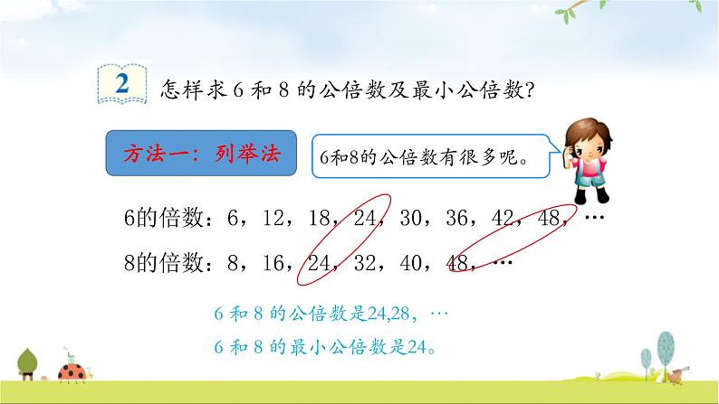 人教版五年级数学下册《最小公倍数》分数的意义和性质PPT教学课件 (2)第7页