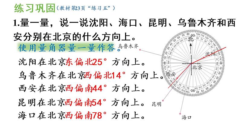 六年级上册数学课件-2  位置和方向练习五人教版第4页