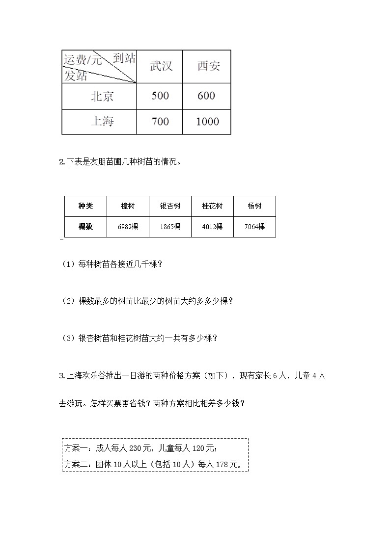四年级下册数学试题-第一单元 四则运算 测试卷-人教版（含答案） (9)03