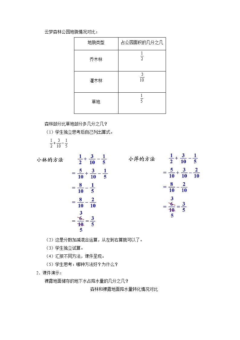 《分数加减混合运算》教学设计第2页