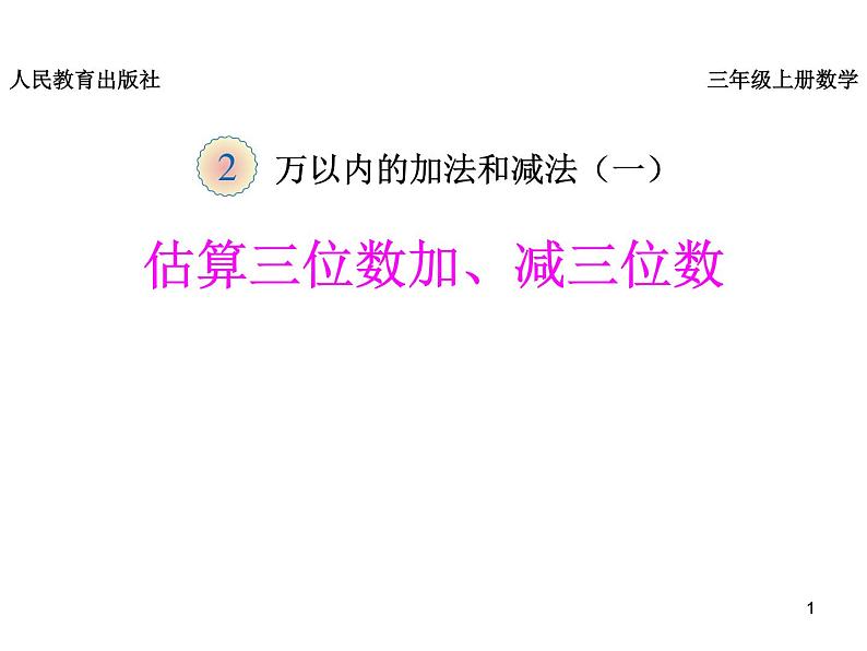 《估算三位数加、减三位数》课件第1页