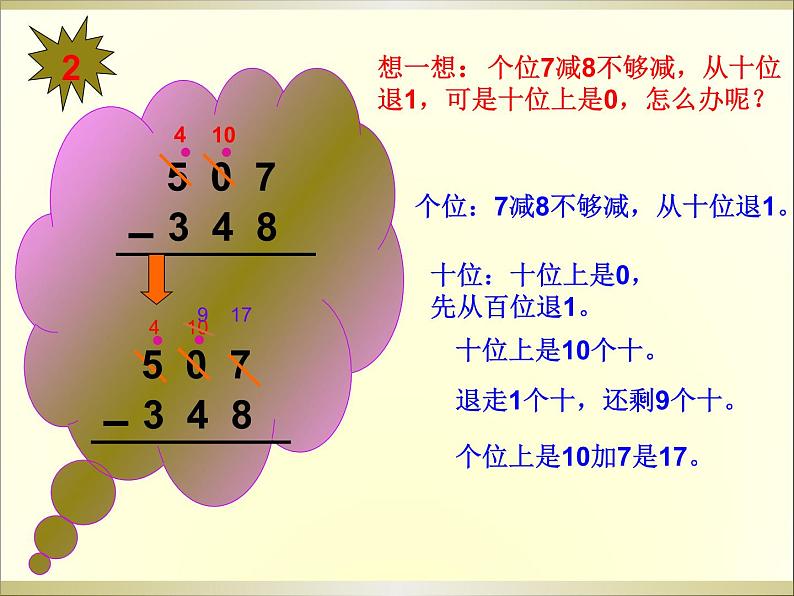 被减数中间、末尾有0的退位减法课件PPT第3页