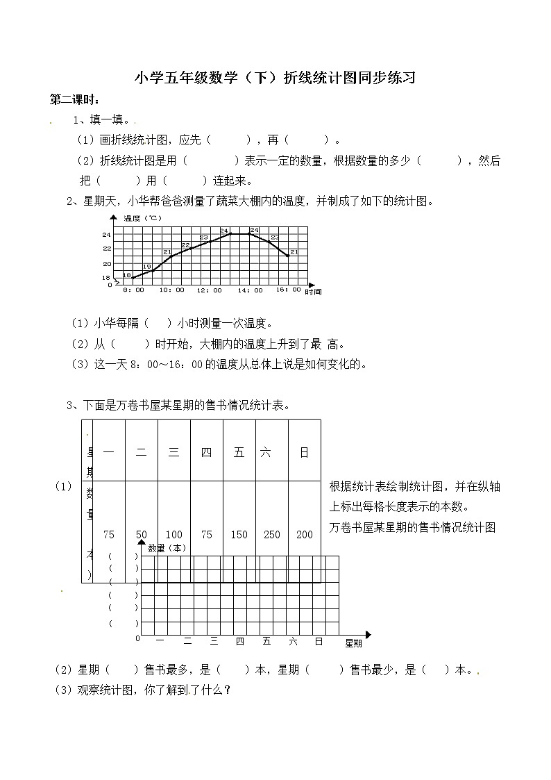 五年级下册数学一课一练-折线统计图2-西师大版第1页