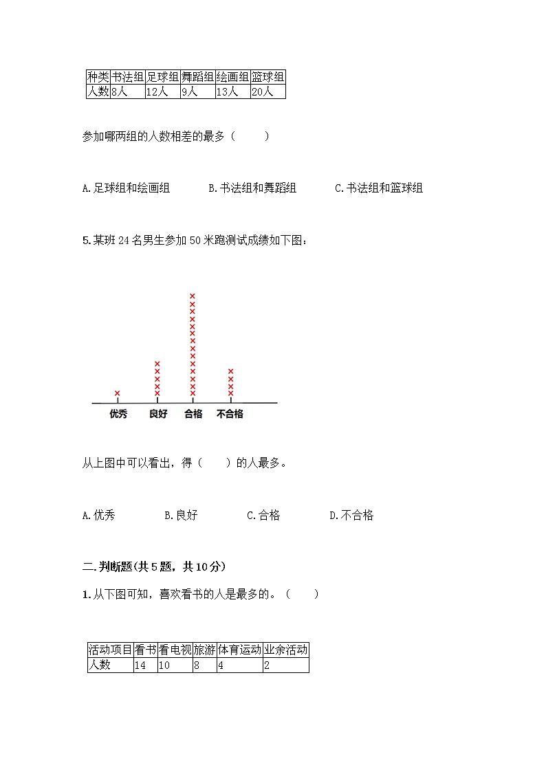 二年级下册数学试题-第八单元 数据的收集和整理（一） 测试卷-苏教版（含答案） (35)第2页