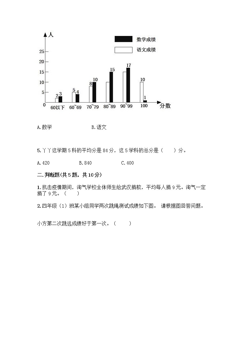 四年级下册数学试题-第八单元 平均数 测试卷-西师大版（含答案） (35)02