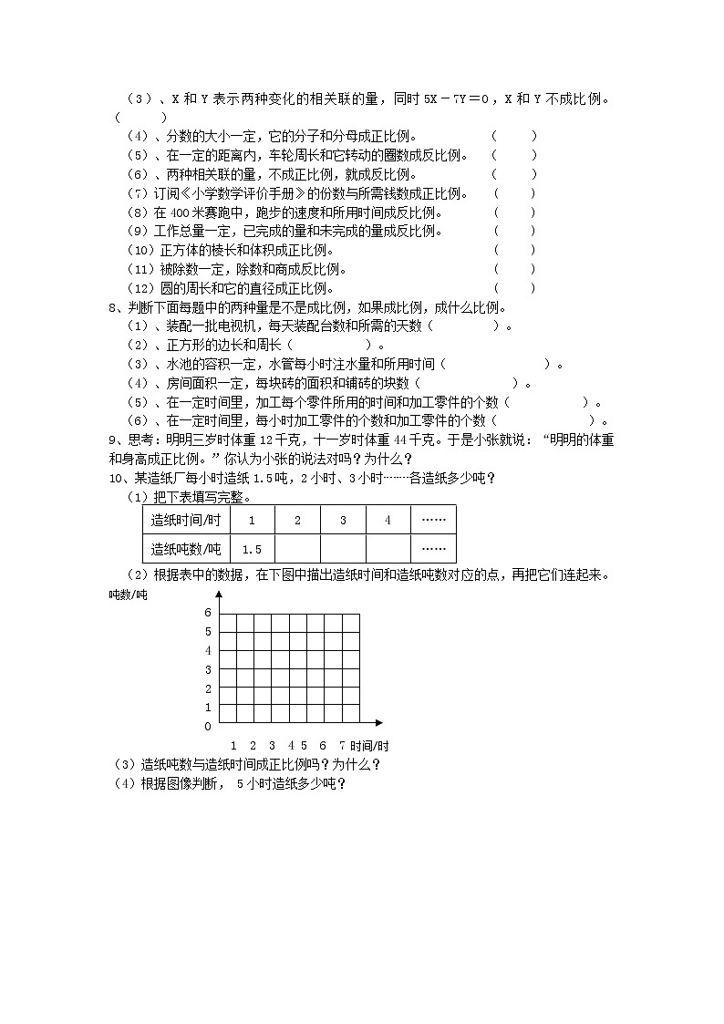 正比例和反比例同步练习2第2页