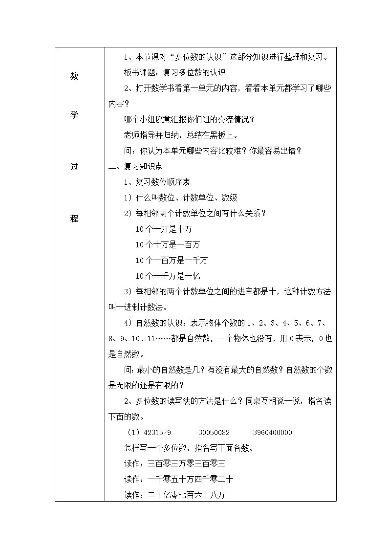 人教版四年级数学第九单元教学设计02
