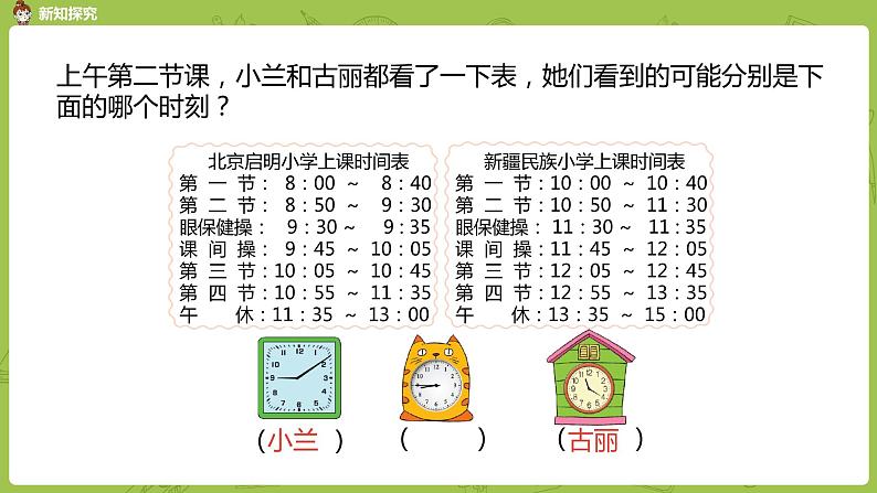 北师大版三年级数学上册 7.4时间表 根据作息时间表解决简单的实际问题 课件06