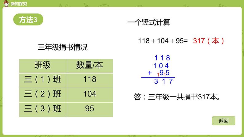 北师大版三年级数学上册 3.1捐书活动 三位数连加运算 课件第8页