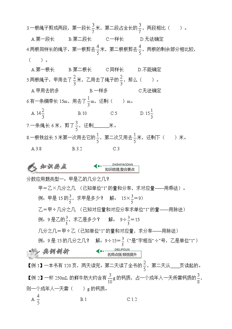 人教版小学总复习—代数篇：第6节   分数应用题第2页