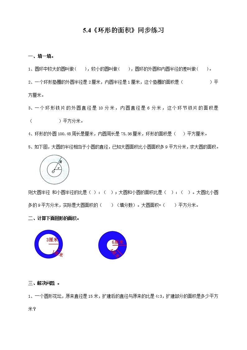 5.4《 环形的面积》课件+教案+同步练习01