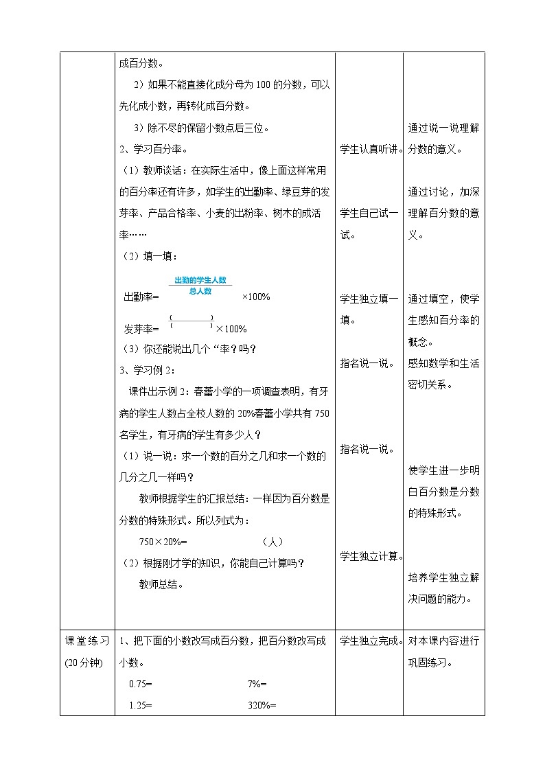 6.2《百分数和分数、小数的互化》教学设计 教案第3页