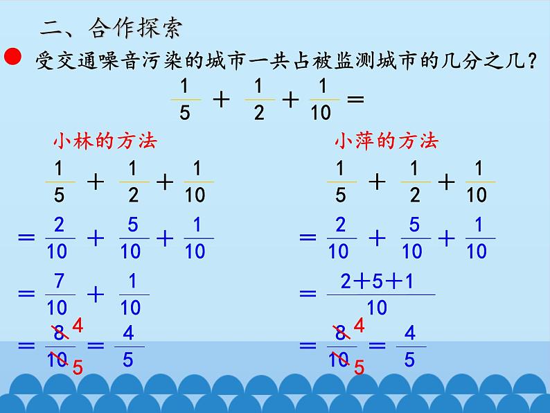 五年级数学上册 二 关注环境——分数加减法（二）-第三课时_课件1 青岛版（五四制）第5页