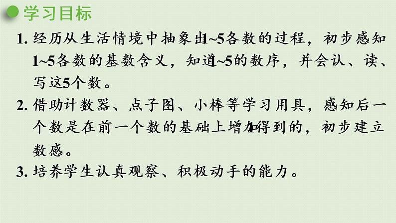 人教版一年级数学上册 3 1~5的认识和加减法 第1课时  1~5的认识 课件第2页