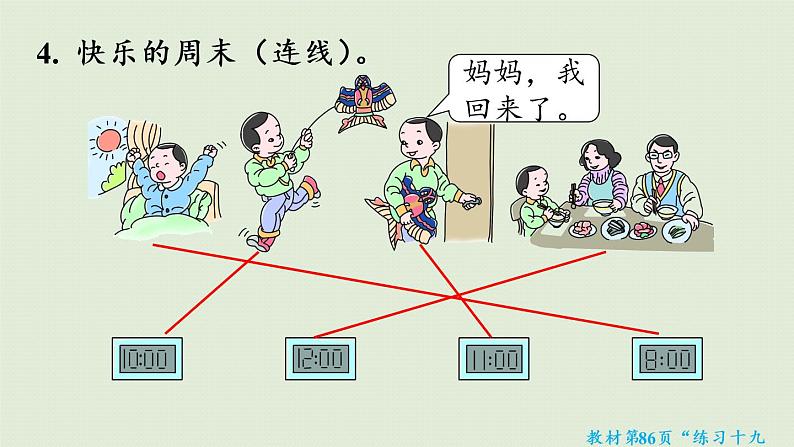 人教版一年级数学上册 7 认识钟表 练习十九 课件第8页