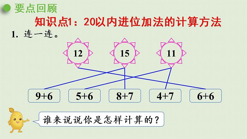 人教版一年级数学上册 8 20以内的进位加法 第7课时  整理和复习 课件第5页