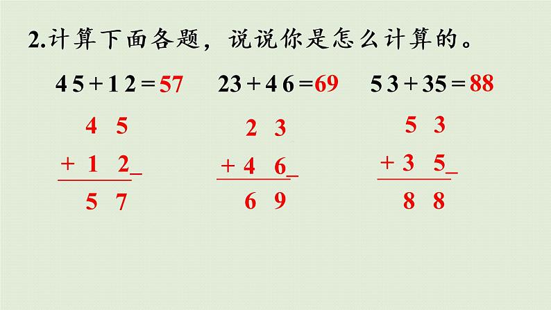 人教版二年级数学上册 2.1.3 两位数加两位数（进位）课件第5页