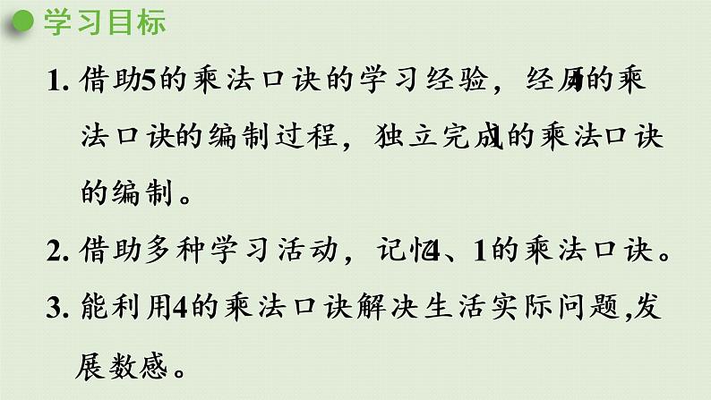 人教版二年级数学上册 4.2.3  4的乘法口诀 课件第2页