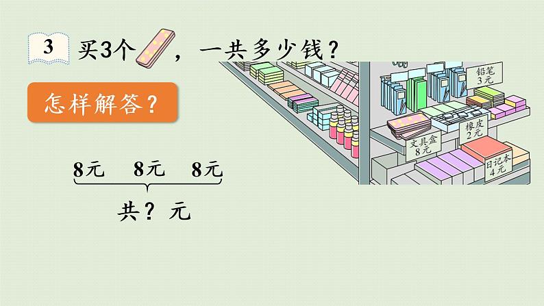 人教版二年级数学上册 6.3  购物中的乘法问题 课件07