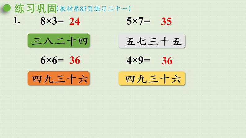 人教版二年级数学上册 第六章  练习二十一 课件03