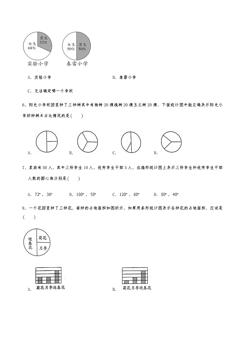 六年级数学下册试题 一课一练《扇形统计图》习题2-苏教版（含答案）02