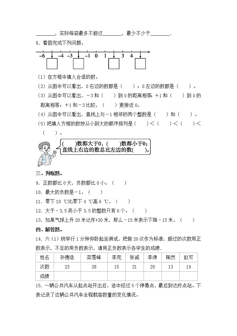 【分层练习】1.2 认识负数（二） 五年级上册数学同步练习 苏教版（含答案）02