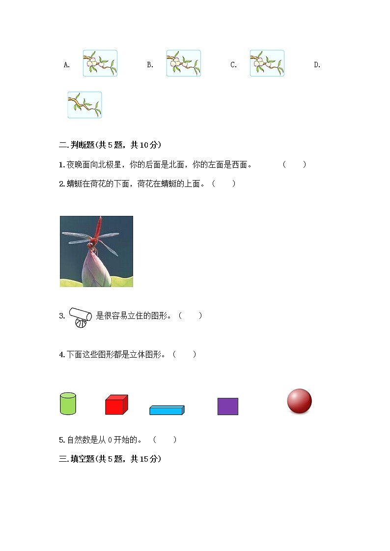 一年级上册数学试题-期中测试卷-人教版（含答案） (2)02