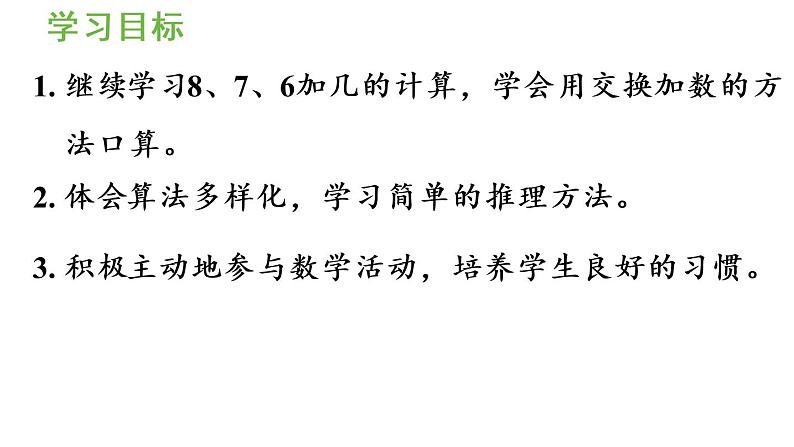 一年级上册数学课件-8  20以内的进位加法第3课时  8、7、6加几（2）人教版第2页