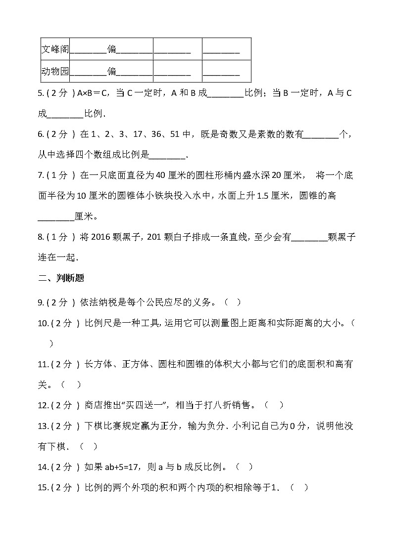 人教版六升七数学暑期衔接提优卷（五）含答案第2页